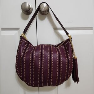 Michael Kors - Brooklyn Grommet Handbag Burgundy Leather/ Gold Hardware   NWOT
